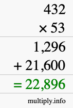 How to calculate 432 times 53 using long multiplication