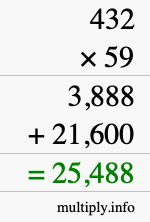 How to calculate 432 times 59 using long multiplication