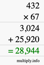 How to calculate 432 times 67 using long multiplication