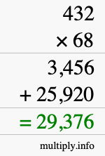 How to calculate 432 times 68 using long multiplication