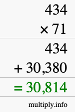 How to calculate 434 times 71 using long multiplication