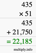 How to calculate 435 times 51 using long multiplication