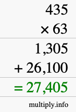 How to calculate 435 times 63 using long multiplication