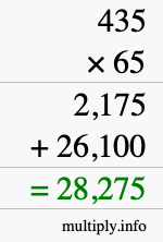 How to calculate 435 times 65 using long multiplication How to calculate 435 times 65 using long multiplication