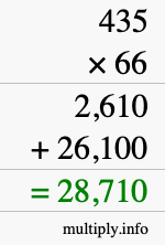 How to calculate 435 times 66 using long multiplication
