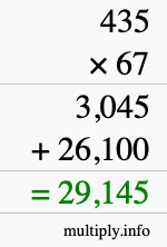 How to calculate 435 times 67 using long multiplication