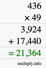 How to calculate 436 times 49 using long multiplication