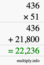 How to calculate 436 times 51 using long multiplication