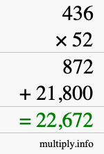 How to calculate 436 times 52 using long multiplication How to calculate 436 times 52 using long multiplication