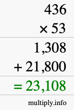 How to calculate 436 times 53 using long multiplication