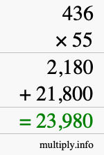 How to calculate 436 times 55 using long multiplication