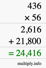 How to calculate 436 times 56 using long multiplication
