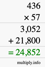 How to calculate 436 times 57 using long multiplication