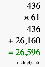 How to calculate 436 times 61 using long multiplication
