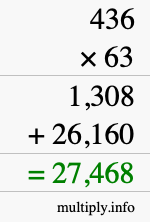 How to calculate 436 times 63 using long multiplication