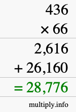 How to calculate 436 times 66 using long multiplication