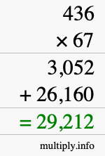 How to calculate 436 times 67 using long multiplication