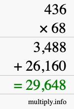 How to calculate 436 times 68 using long multiplication