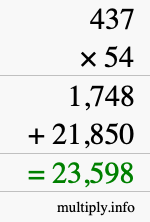 How to calculate 437 times 54 using long multiplication How to calculate 437 times 54 using long multiplication
