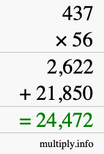 How to calculate 437 times 56 using long multiplication
