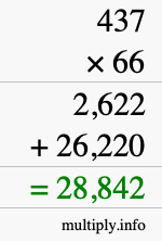 How to calculate 437 times 66 using long multiplication