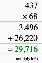 How to calculate 437 times 68 using long multiplication