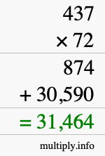 How to calculate 437 times 72 using long multiplication
