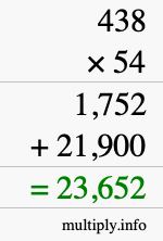 How to calculate 438 times 54 using long multiplication How to calculate 438 times 54 using long multiplication