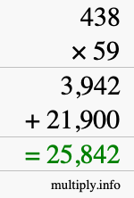 How to calculate 438 times 59 using long multiplication