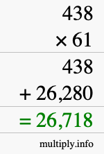 How to calculate 438 times 61 using long multiplication