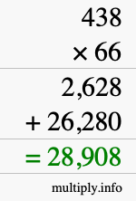 How to calculate 438 times 66 using long multiplication