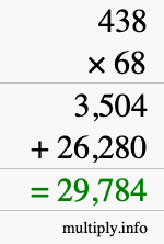 How to calculate 438 times 68 using long multiplication