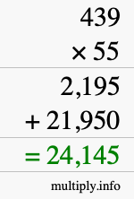 How to calculate 439 times 55 using long multiplication