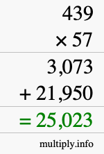 How to calculate 439 times 57 using long multiplication