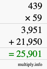 How to calculate 439 times 59 using long multiplication