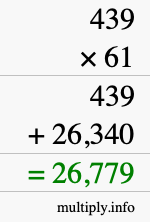 How to calculate 439 times 61 using long multiplication