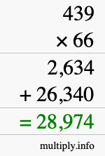 How to calculate 439 times 66 using long multiplication
