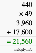How to calculate 440 times 49 using long multiplication How to calculate 440 times 49 using long multiplication