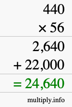 How to calculate 440 times 56 using long multiplication