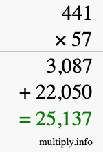 How to calculate 441 times 57 using long multiplication