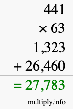 How to calculate 441 times 63 using long multiplication