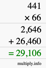 How to calculate 441 times 66 using long multiplication
