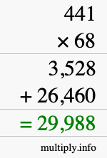 How to calculate 441 times 68 using long multiplication