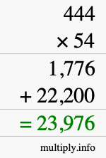 How to calculate 444 times 54 using long multiplication How to calculate 444 times 54 using long multiplication