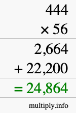 How to calculate 444 times 56 using long multiplication