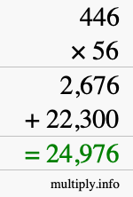 How to calculate 446 times 56 using long multiplication