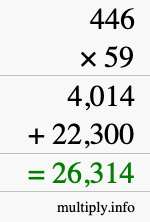 How to calculate 446 times 59 using long multiplication