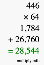 How to calculate 446 times 64 using long multiplication How to calculate 446 times 64 using long multiplication