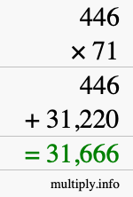 How to calculate 446 times 71 using long multiplication