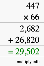 How to calculate 447 times 66 using long multiplication